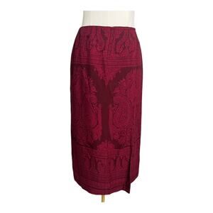 Vintage Talbots Silk Skirt Burgundy Maroon Academia Twee Preppy Pencil Midi 6 P